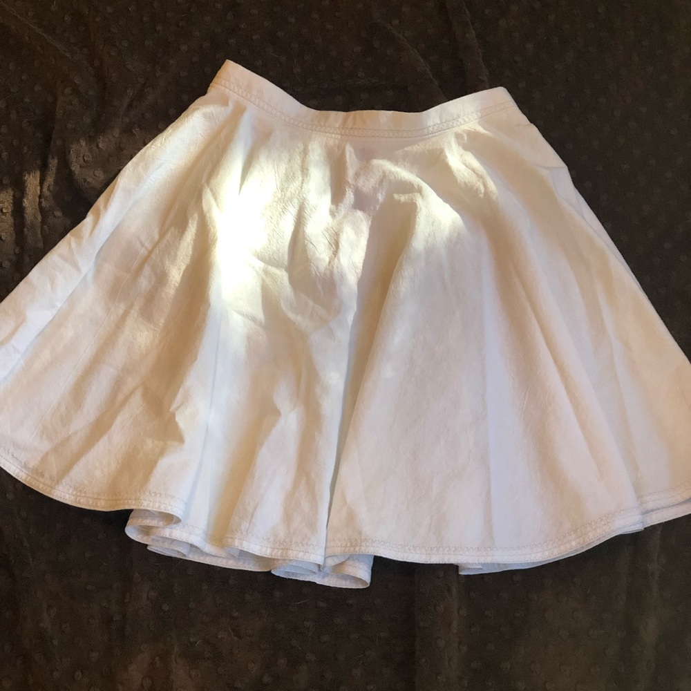 Cream Linen-blend Skirt
